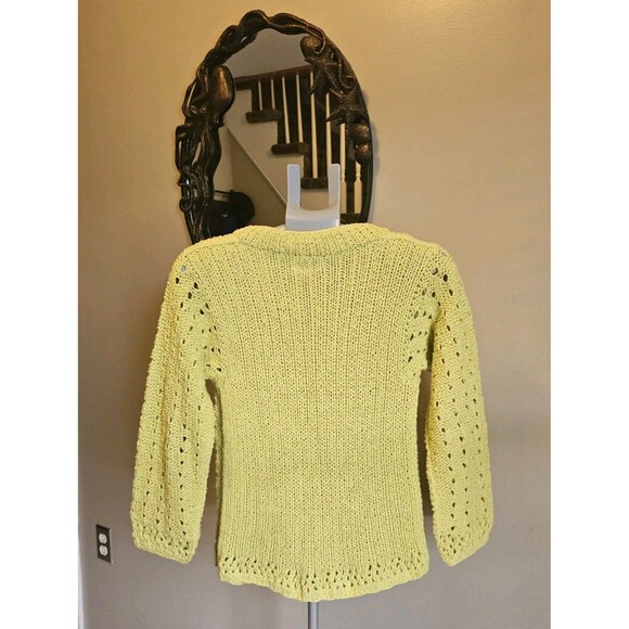 Vintage RICO Hand Knits Cardigan Tank 2 Piece Cotton Sweater Set 1980s Green M - Picture 8 of 8